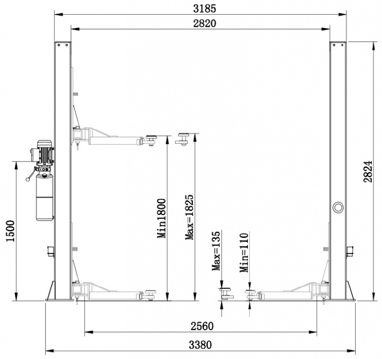 Подъемник двухстоечный электрогидравлический Brann T4 Basic